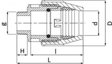 PP Anschlussverschraubung mit Aussengewinde