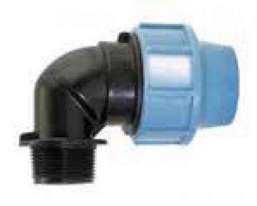 PP Winkel 90° mit Aussengewinde, Klemmmuffe 75 mm x Aussengewinde 2" PN 16