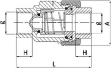 PP Rückschlagventil für PE-Rohr, beidseitig Innengewinde