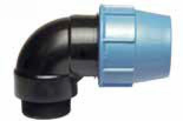PP Winkel 90° mit Aussengewinde, Klemmmuffe 63 mm x Aussengewinde 1.1/2" PN 16