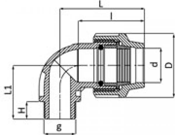 PP Winkel 90° mit Aussengewinde, Klemmmuffe 63 mm x Aussengewinde 1.1/2" PN 16