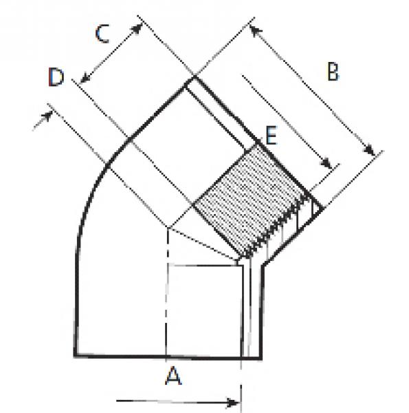 Winkel 45°PVC PN16 d - G = 20 - 1/2" IG, Klebemuffe / Gewindemuffe